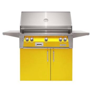 Alfresco Grills ALXE 36 Inch 3 Burner Freestanding Natural Gas Grill with Sear Zone and Rear Infrared Burner Traffic Yellow ALXE 36SZC NG S1023350