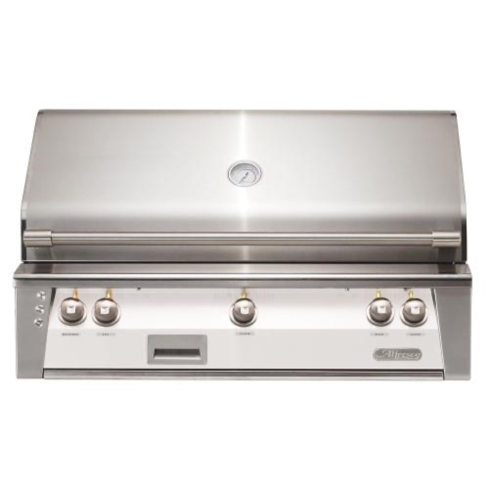 Alfresco Grills ALXE 42 Inch 3 Burner Built In Propane Gas Grill with Rear Infrared Burner   Signal White Gloss