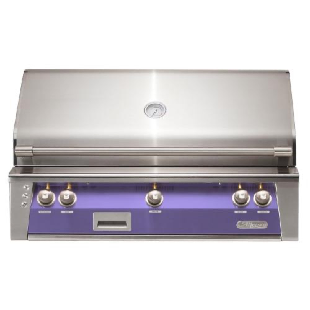 Alfresco Grills ALXE 42 Inch 3 Burner Built In Propane Gas Grill with Rear Infrared Burner   Blue Lilac