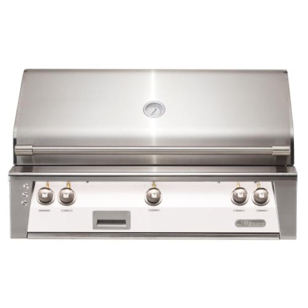 Alfresco Grills ALXE 42 Inch 3 Burner Built In Natural Gas Grill with Rear Infrared Burner   Signal White Matte
