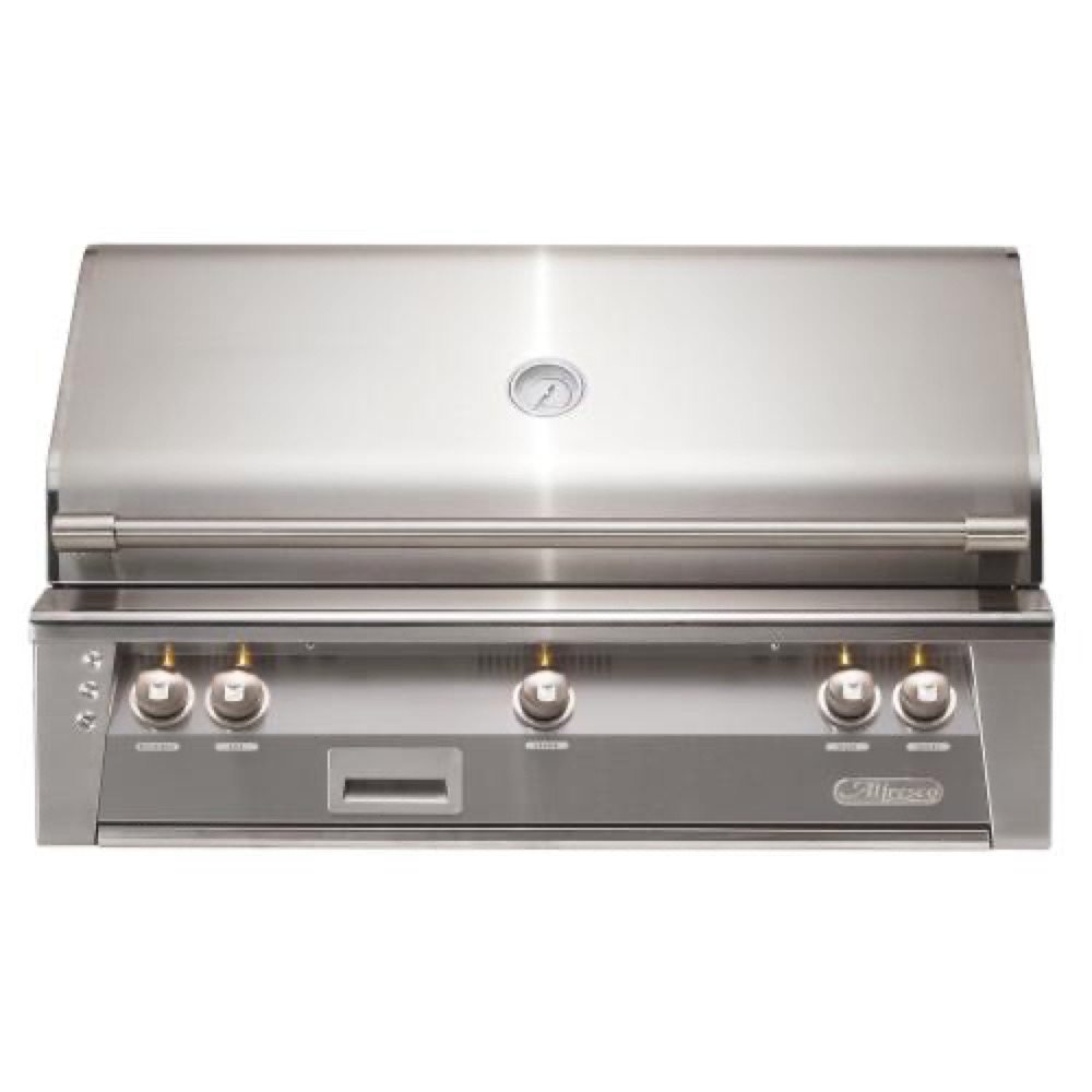 Alfresco Grills ALXE 42 Inch 3 Burner Built In Natural Gas Grill with Rear Infrared Burner   Signal Grey
