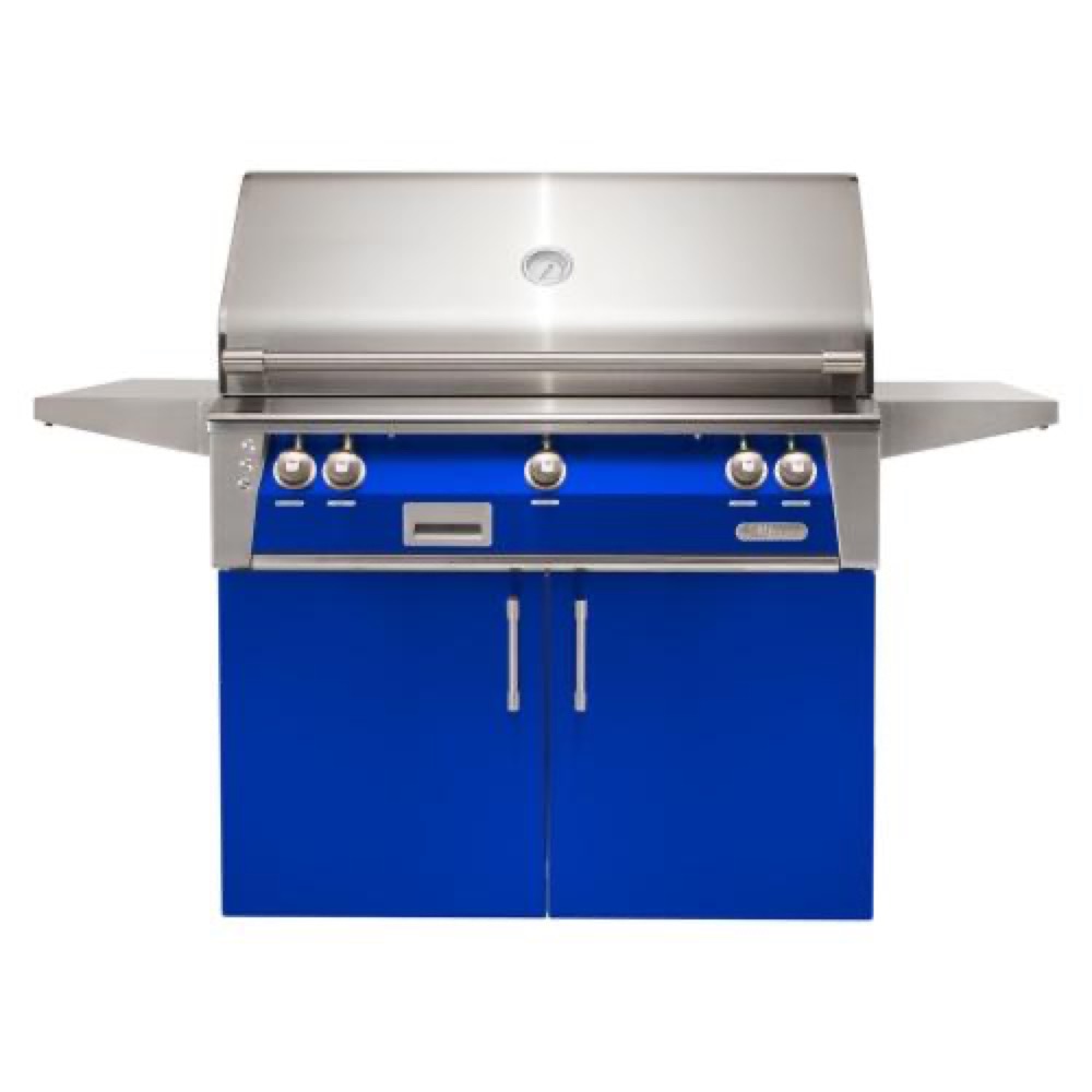 Alfresco Grills ALXE 42 Inch 3 Burner Freestanding Propane Gas Grill with Rear Infrared Burner   Ultramarine Blue