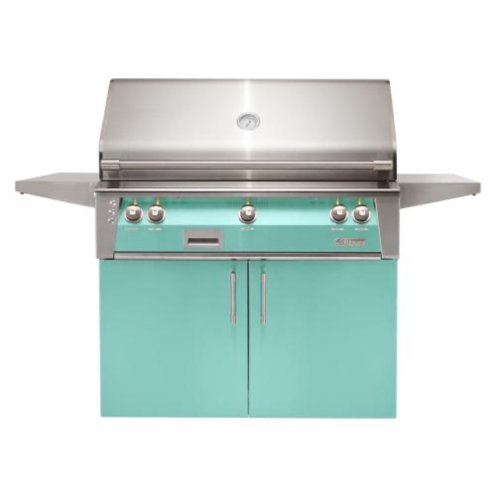 Alfresco Grills ALXE 42 Inch 3 Burner Freestanding Propane Gas Grill with Rear Infrared Burner   Light Green