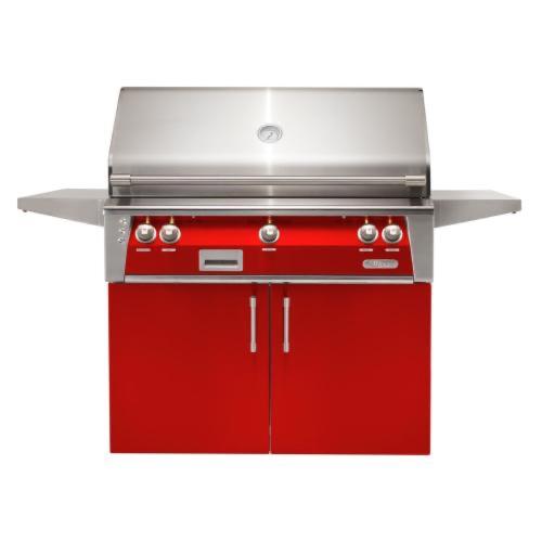 Alfresco Grills ALXE 42 Inch 3 Burner Freestanding Natural Gas Grill with Rear Infrared Burner   Carmine Red