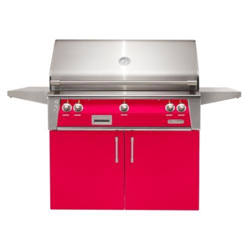 Alfresco Grills ALXE 42 Inch 3 Burner Freestanding Natural Gas Grill with Rear Infrared Burner   Raspberry Red
