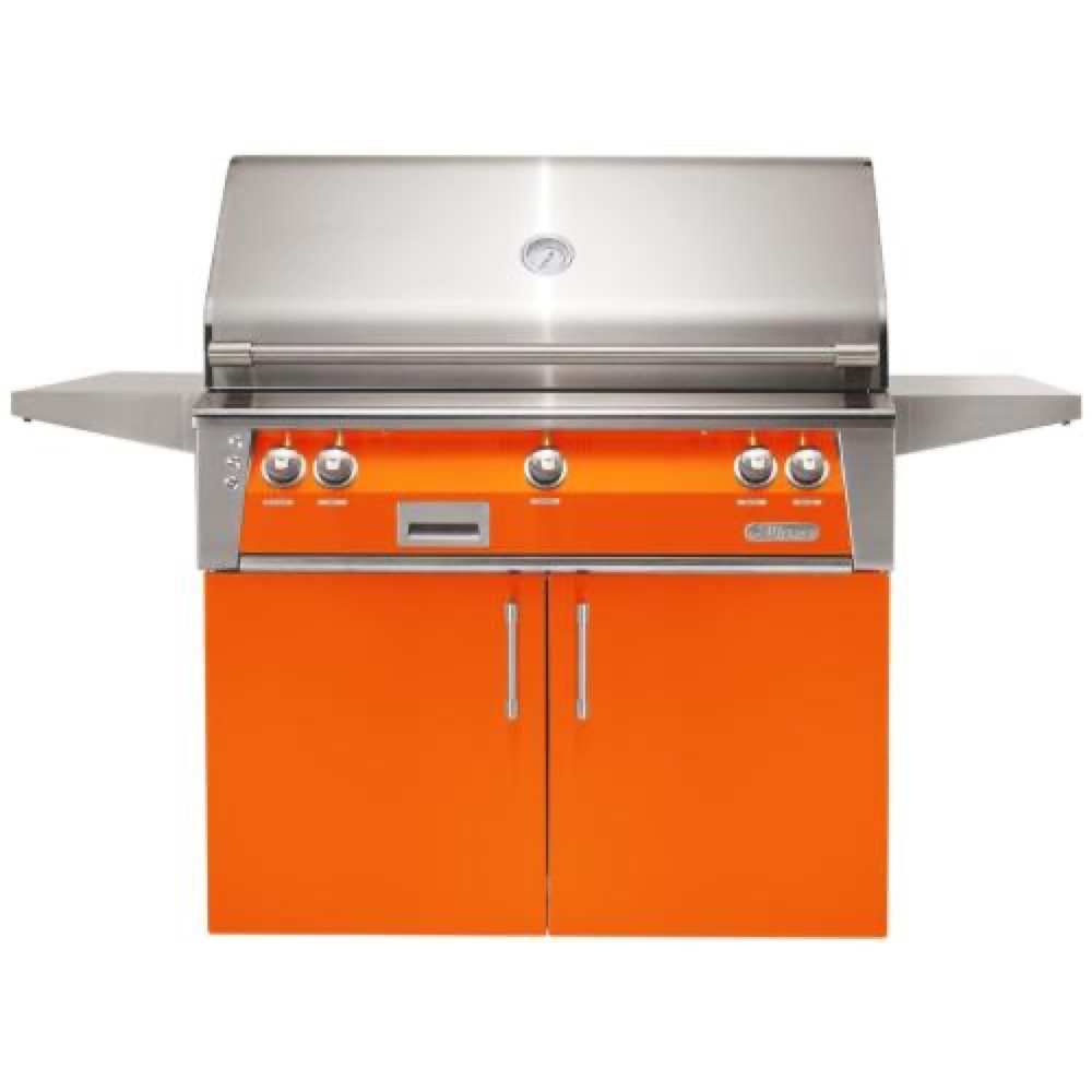 Alfresco Grills ALXE 42 Inch 3 Burner Freestanding Natural Gas Grill with Rear Infrared Burner   Luminous Orange