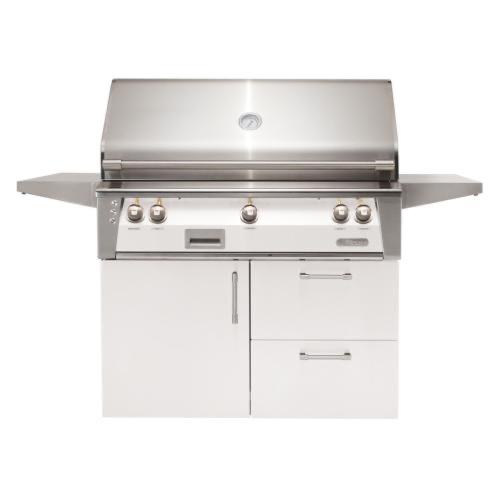 Alfresco Grills ALXE 42 Inch 3 Burner Freestanding Deluxe Propane Gas Grill with Rear Infrared Burner   Signal White Gloss