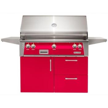 Alfresco Grills ALXE 42 Inch 3 Burner Freestanding Deluxe Propane Gas Grill with Rear Infrared Burner Raspberry Red ALXE 42CD LP S3027350
