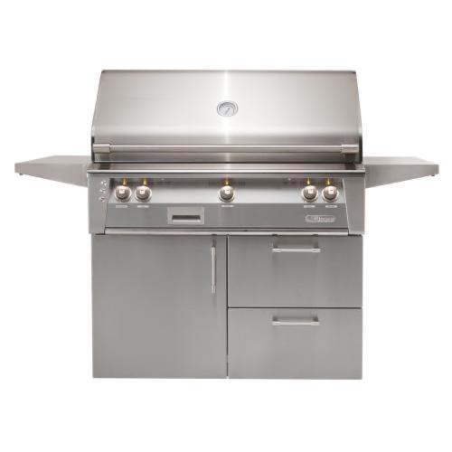 Alfresco Grills ALXE 42 Inch 3 Burner Freestanding Deluxe Propane Gas Grill with Rear Infrared Burner   Signal Grey