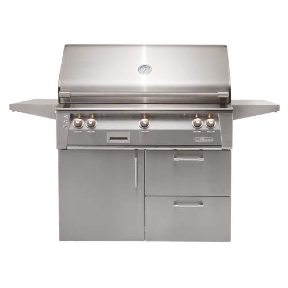 Alfresco Grills ALXE 42 Inch 3 Burner Freestanding Deluxe Propane Gas Grill with Rear Infrared Burner   Signal Grey