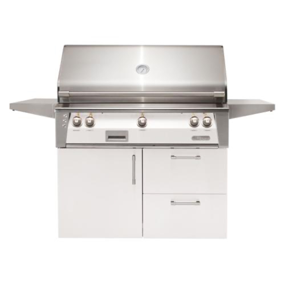 Alfresco Grills ALXE 42 Inch 3 Burner Freestanding Deluxe Natural Gas Grill with Rear Infrared Burner   Signal White Gloss
