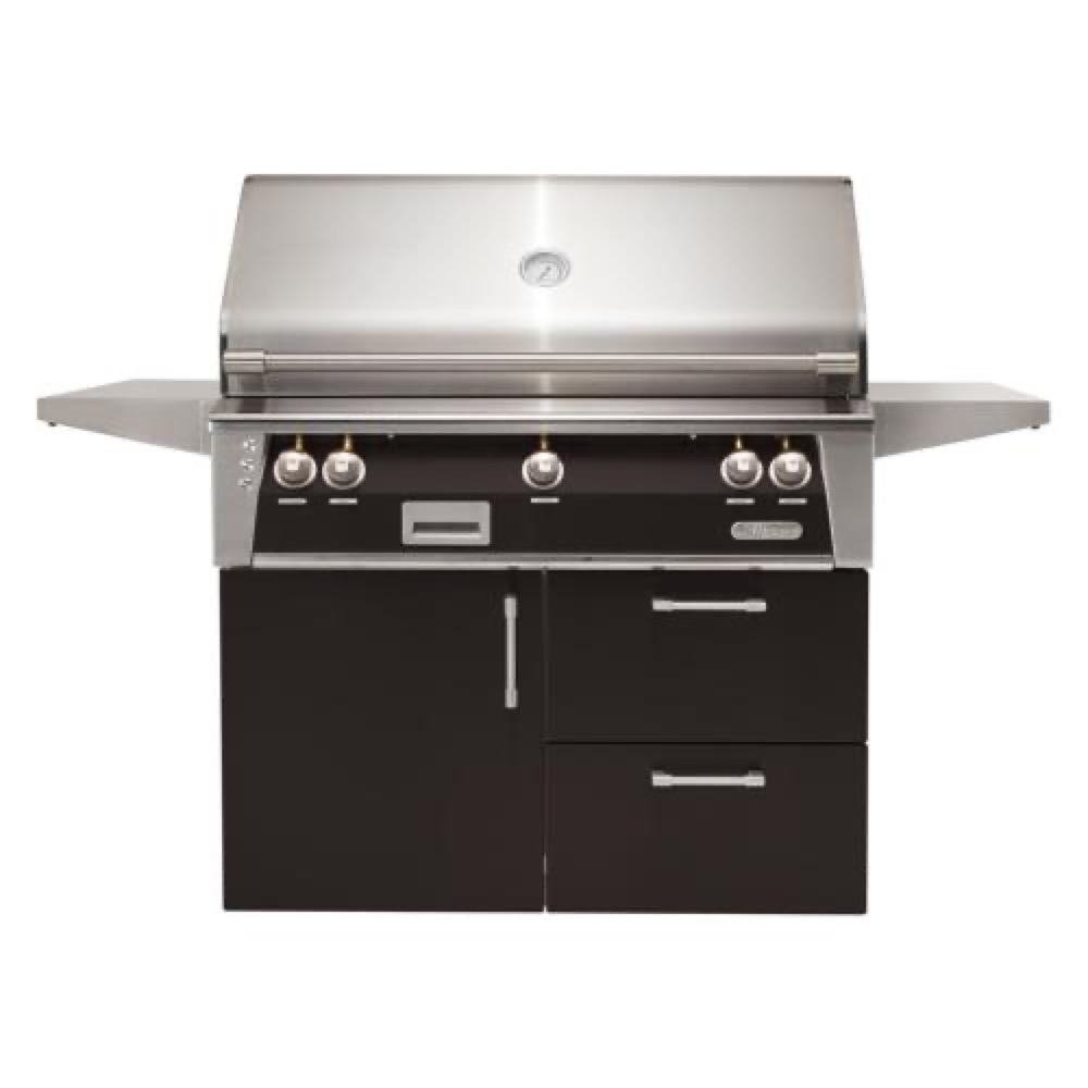 Alfresco Grills ALXE 42 Inch 3 Burner Freestanding Deluxe Natural Gas Grill with Rear Infrared Burner   Jet Black Matte