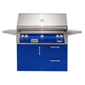 Alfresco Grills ALXE 42 Inch 3 Burner Freestanding Deluxe Natural Gas Grill with Rear Infrared Burner Ultramarine Blue ALXE 42CD NG S5002350