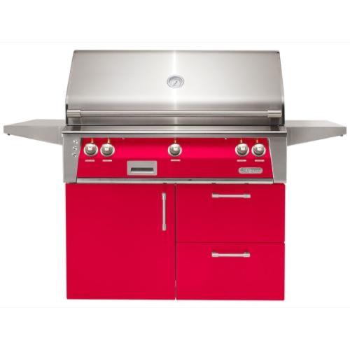 Alfresco Grills ALXE 42 Inch 3 Burner Freestanding Deluxe Natural Gas Grill with Rear Infrared Burner   Raspberry Red