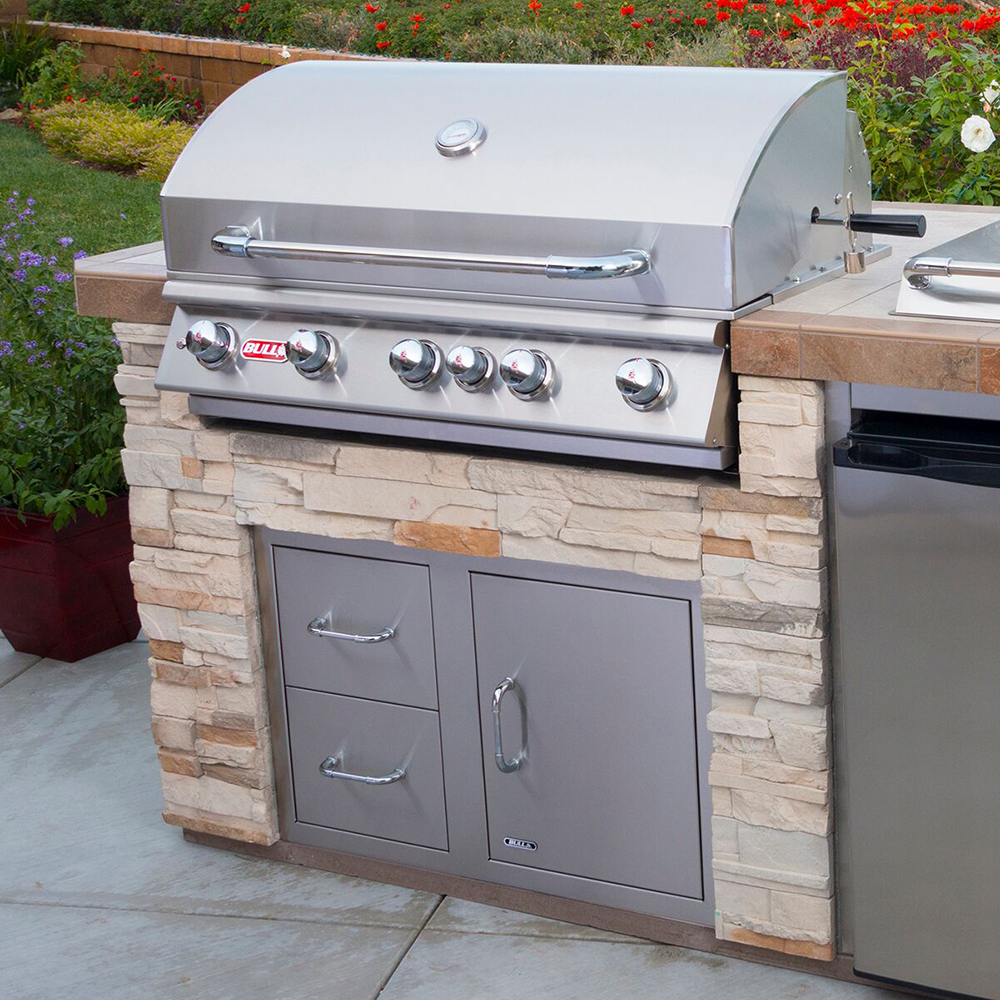 Bull BBQ Fully-Assembled 8 Ft. Outdoor Kitchen BBQ Island with 30-Inch  Angus Grill