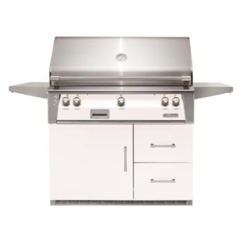 Alfresco Grills ALXE 42 Inch 3 Burner Freestanding Propane Gas Grill with Rear Infrared Burner on Refrigerated Cart Signal White Matte ALXE 42RFG LP SM9003350