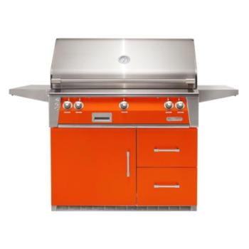Alfresco Grills ALXE 42 Inch 3 Burner Freestanding Propane Gas Grill with Rear Infrared Burner on Refrigerated Cart Luminous Orange ALXE 42RFG LP S2005350