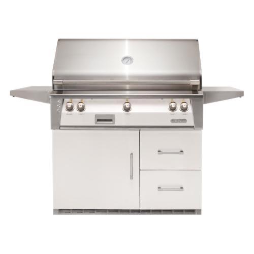 Alfresco Grills ALXE 42 Inch 3 Burner Freestanding Natural Gas Grill with Rear Infrared Burner on Refrigerated Cart   Signal White Gloss