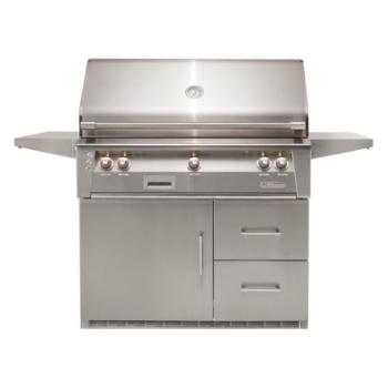 Alfresco Grills ALXE 42 Inch 3 Burner Freestanding Natural Gas Grill with Rear Infrared Burner on Refrigerated Cart Signal Grey ALXE 42RFG NG S7004350