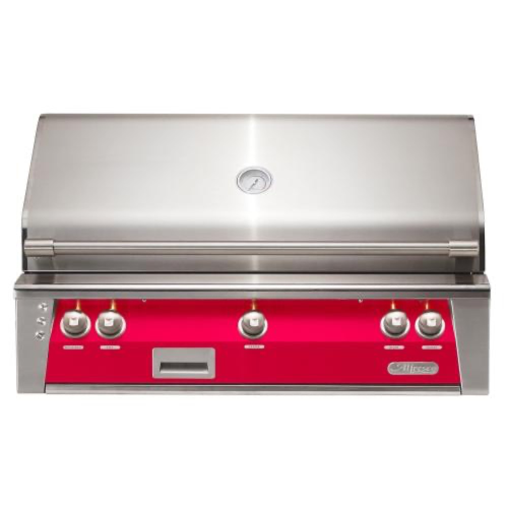 Alfresco Grills ALXE 42 Inch 3 Burner Built In Natural Gas Grill with Sear Zone and Rear Infrared Burner   Raspberry Red
