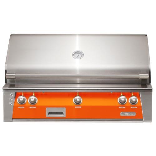 Alfresco Grills ALXE 42 Inch 3 Burner Built In Natural Gas Grill with Sear Zone and Rear Infrared Burner   Luminous Orange