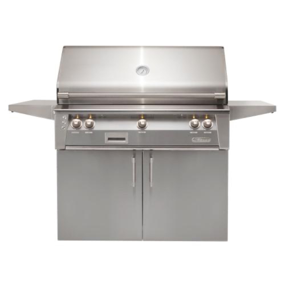 Alfresco Grills ALXE 42 Inch 3 Burner Freestanding Propane Gas Grill with Sear Zone and Rear Infrared Burner   Signal Grey