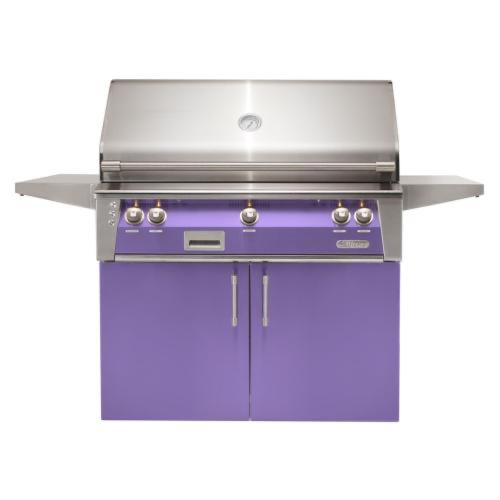 Alfresco Grills ALXE 42 Inch 3 Burner Freestanding Natural Gas Grill with Sear Zone and Rear Infrared Burner   Blue Lilac