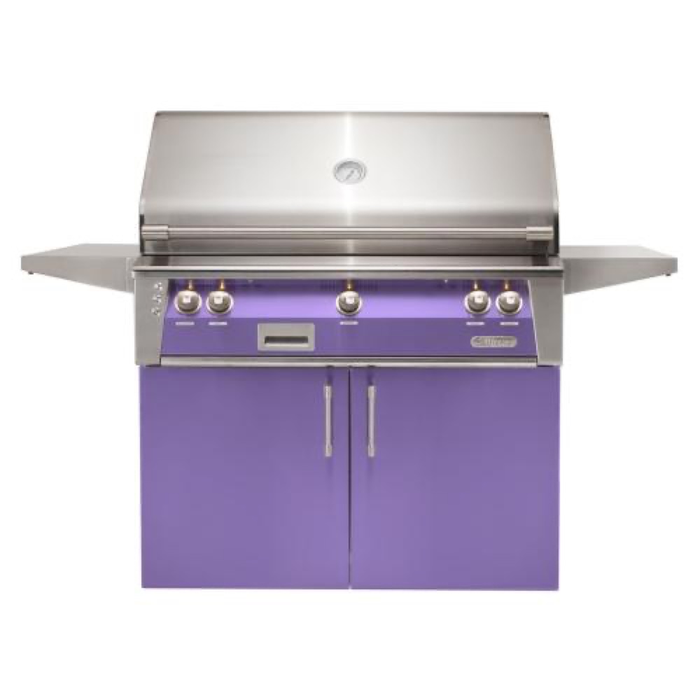 Alfresco Grills ALXE 42 Inch 3 Burner Freestanding Natural Gas Grill with Sear Zone and Rear Infrared Burner   Blue Lilac