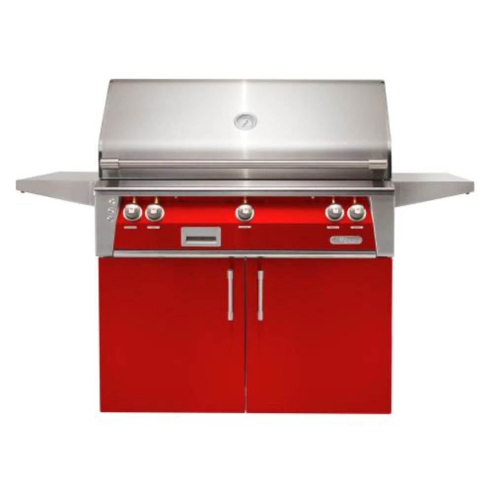 Alfresco Grills ALXE 42 Inch 3 Burner Freestanding Natural Gas Grill with Sear Zone and Rear Infrared Burner   Carmine Red
