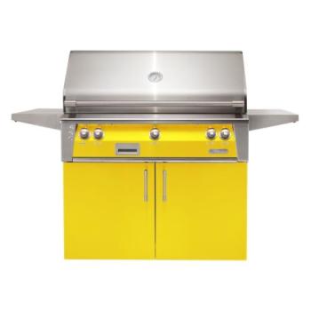 Alfresco Grills ALXE 42 Inch 3 Burner Freestanding Natural Gas Grill with Sear Zone and Rear Infrared Burner Traffic Yellow ALXE 42SZC NG S1023 350