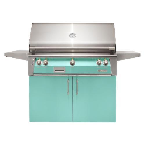 Alfresco Grills ALXE 42 Inch 3 Burner Freestanding Natural Gas Grill with Sear Zone and Rear Infrared Burner   Light Green