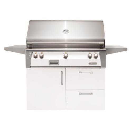 Alfresco Grills ALXE 42 Inch 3 Burner Freestanding Deluxe Propane Gas Grill with Sear Zone and Rear Infrared Burner   Signal White Matte