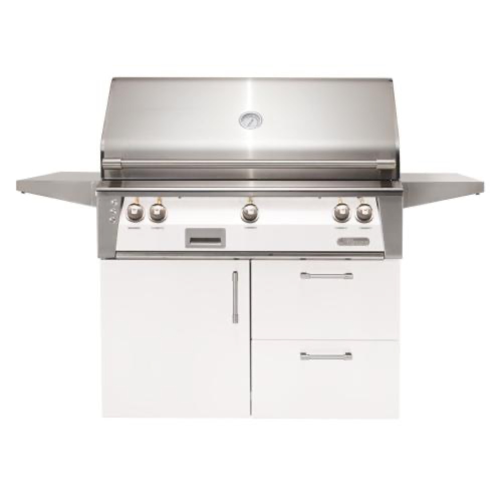 Alfresco Grills ALXE 42 Inch 3 Burner Freestanding Deluxe Propane Gas Grill with Sear Zone and Rear Infrared Burner   Signal White Matte