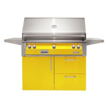 Alfresco Grills ALXE 42 Inch 3 Burner Freestanding Deluxe Propane Gas Grill with Sear Zone and Rear Infrared Burner Traffic Yellow ALXE 42SZCD LP S1023350