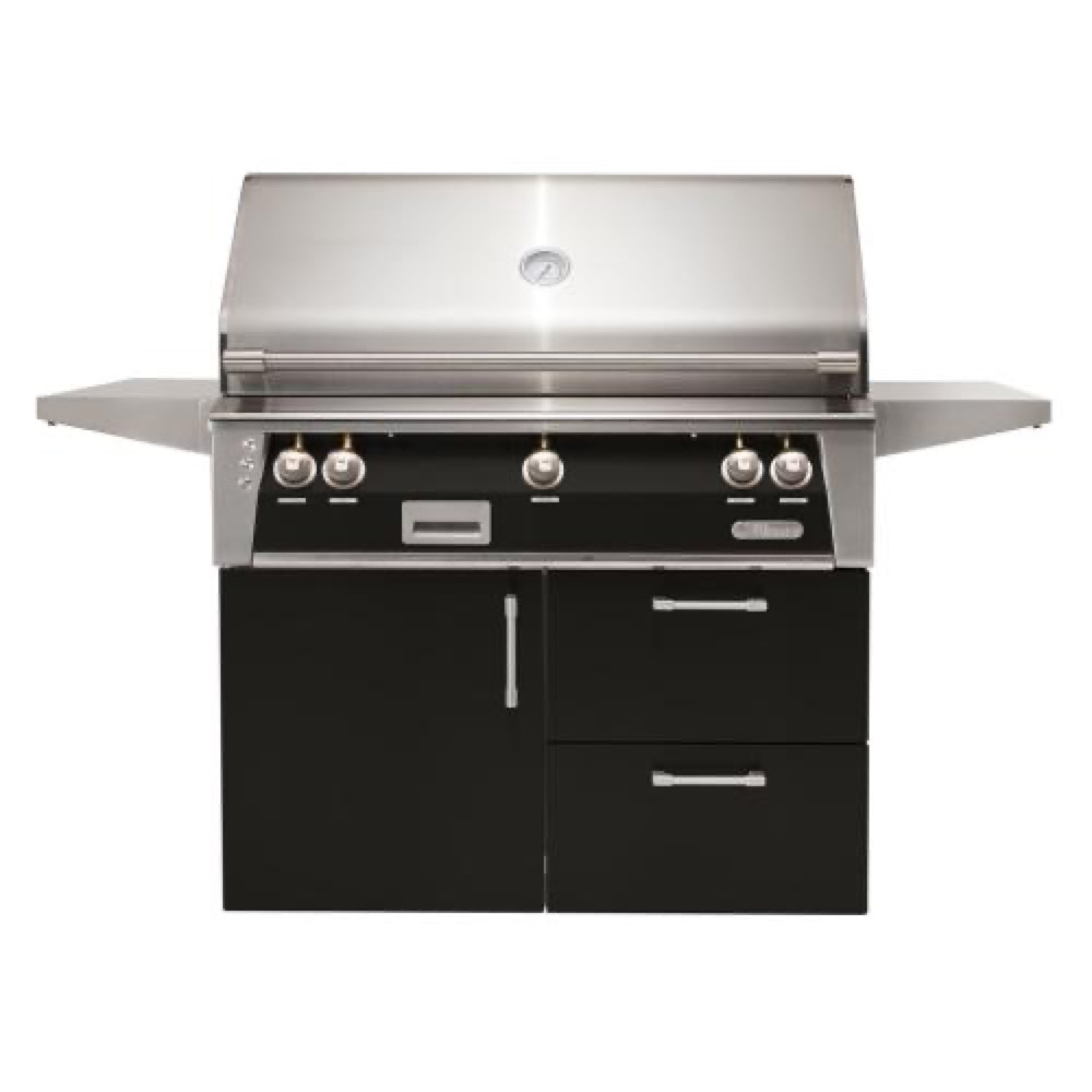 Alfresco Grills ALXE 42 Inch 3 Burner Freestanding Deluxe Natural Gas Grill with Sear Zone and Rear Infrared Burner   Jet Black Gloss