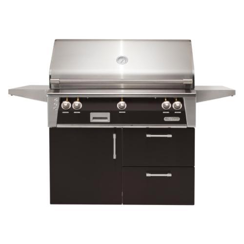Alfresco Grills ALXE 42 Inch 3 Burner Freestanding Deluxe Natural Gas Grill with Sear Zone and Rear Infrared Burner   Jet Black Matte