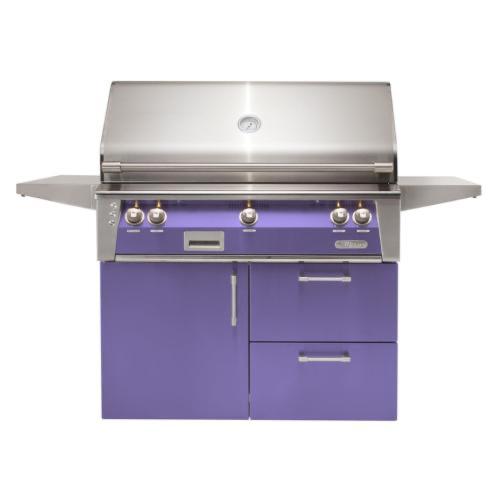 Alfresco Grills ALXE 42 Inch 3 Burner Freestanding Deluxe Natural Gas Grill with Sear Zone and Rear Infrared Burner   Blue Lilac