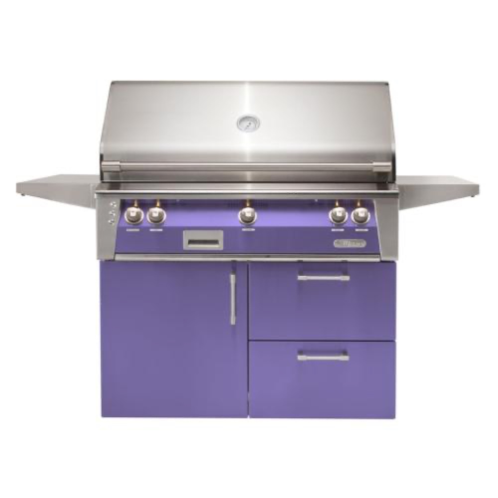 Alfresco Grills ALXE 42 Inch 3 Burner Freestanding Deluxe Natural Gas Grill with Sear Zone and Rear Infrared Burner   Blue Lilac