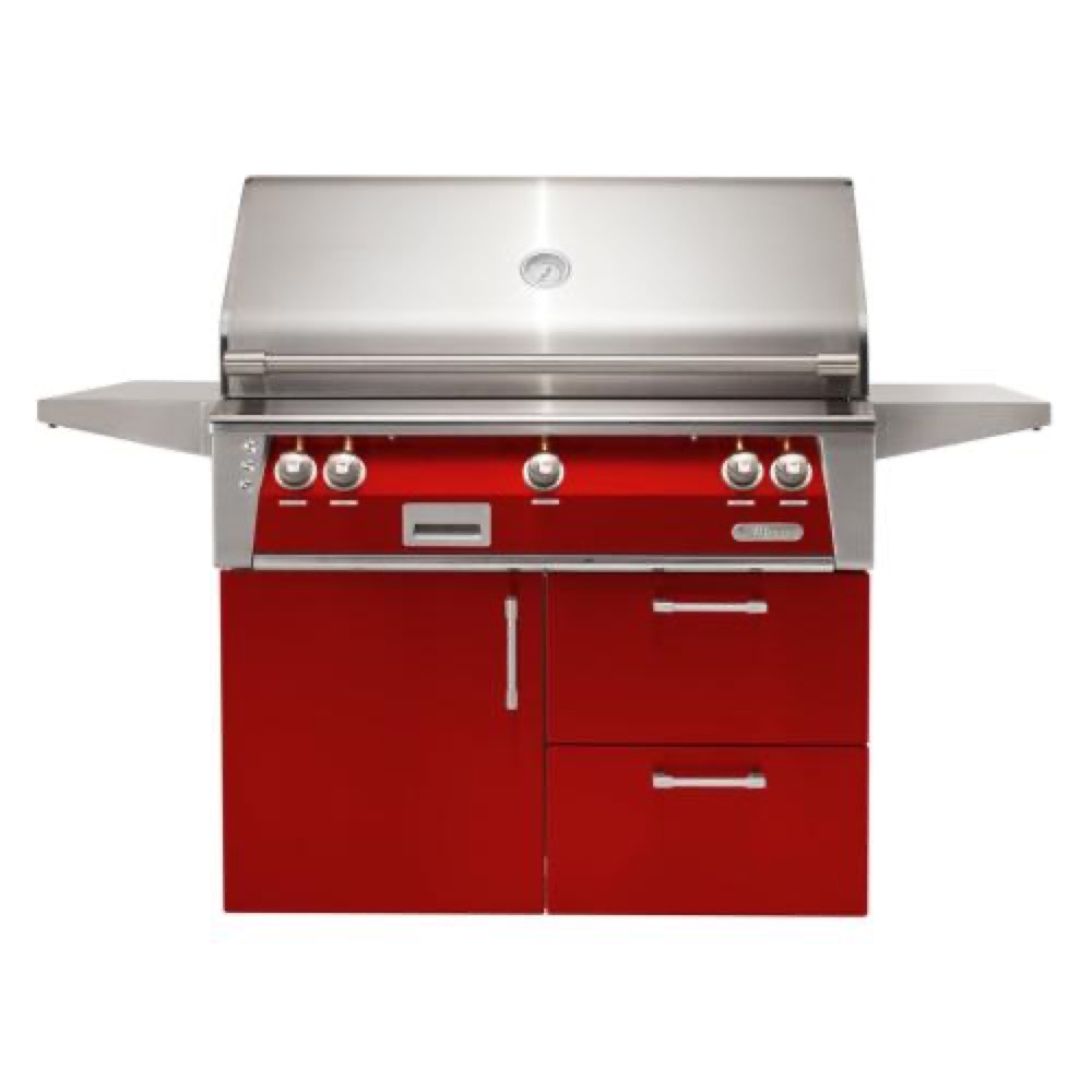 Alfresco Grills ALXE 42 Inch 3 Burner Freestanding Deluxe Natural Gas Grill with Sear Zone and Rear Infrared Burner   Carmine Red