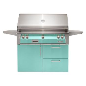 Alfresco Grills ALXE 42 Inch 3 Burner Freestanding Deluxe Natural Gas Grill with Sear Zone and Rear Infrared Burner Light Green ALXE 42SZCD NG S6027350
