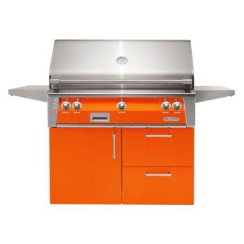 Alfresco Grills ALXE 42 Inch 3 Burner Freestanding Deluxe Natural Gas Grill with Sear Zone and Rear Infrared Burner Luminous Orange ALXE 42SZCD NG S2005350