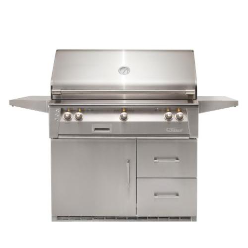 Alfresco Grills ALXE 42 Inch 3 Burner Freestanding Propane Gas Grill with Sear Zone and Rear Infrared Burner on Refrigerated Cart   Stainless Steel