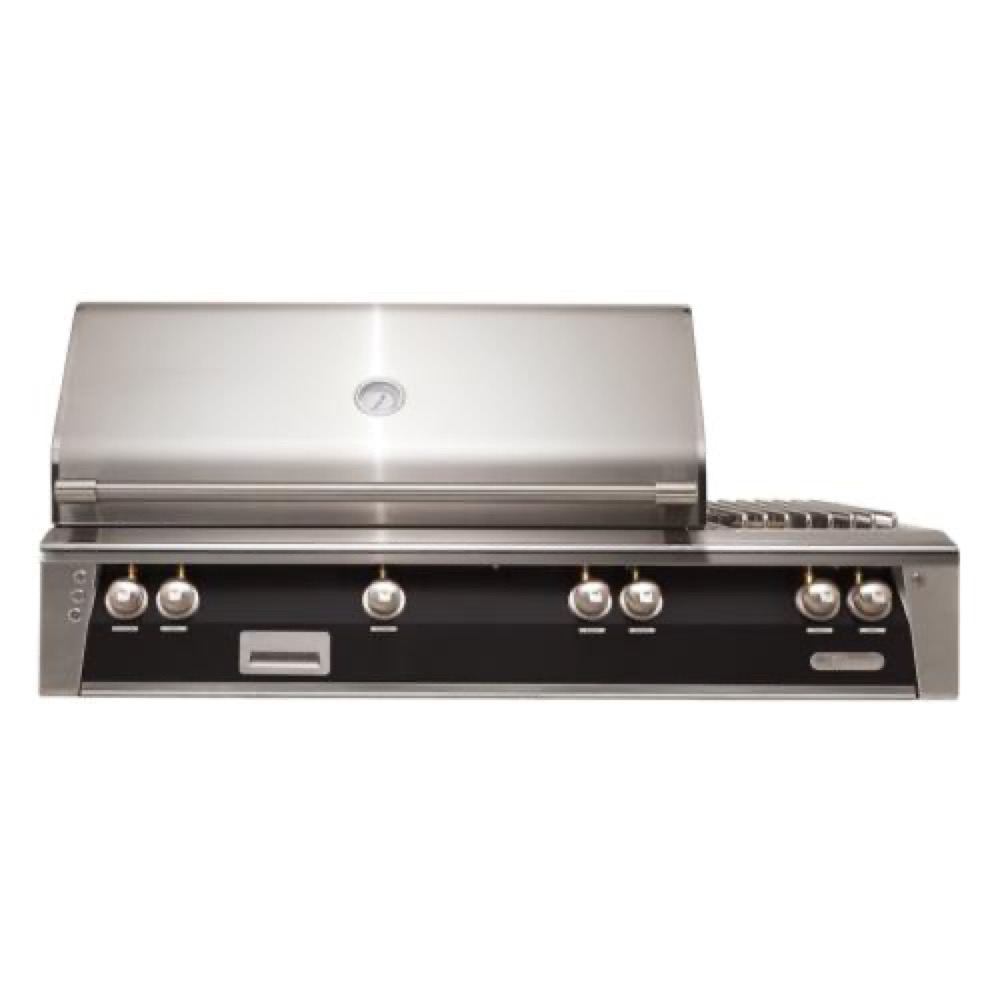 Alfresco Grills ALXE 56 Inch 3 Burner Built In Propane Gas Grill with Rear Infrared Burner and Side Burner   Jet Black Gloss