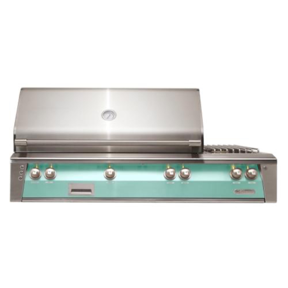 Alfresco Grills ALXE 56 Inch 3 Burner Built In Propane Gas Grill with Rear Infrared Burner and Side Burner   Light Green