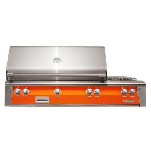 Alfresco Grills ALXE 56 Inch 3 Burner Built In Natural Gas Grill with Rear Infrared Burner and Side Burner   Luminous Orange