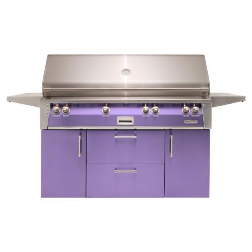 Alfresco Grills ALXE 56 Inch 4 Burner Freestanding Propane Gas Grill with Sear Zone and Rear Infrared Burner   Blue Lilac