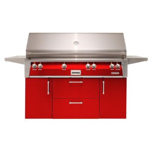 Alfresco Grills ALXE 56 Inch 4 Burner Freestanding Propane Gas Grill with Sear Zone and Rear Infrared Burner   Carmine Red