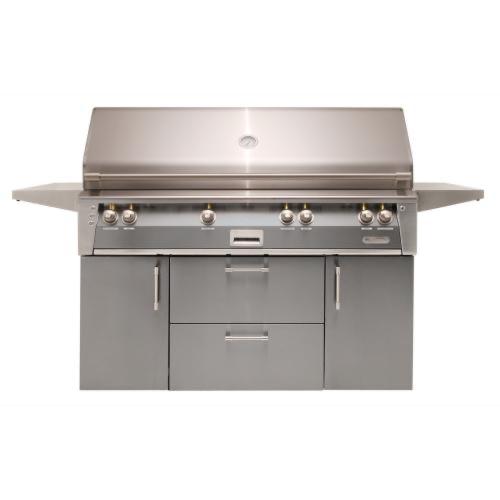 Alfresco Grills ALXE 56 Inch 4 Burner Freestanding Propane Gas Grill with Sear Zone and Rear Infrared Burner   Signal Grey