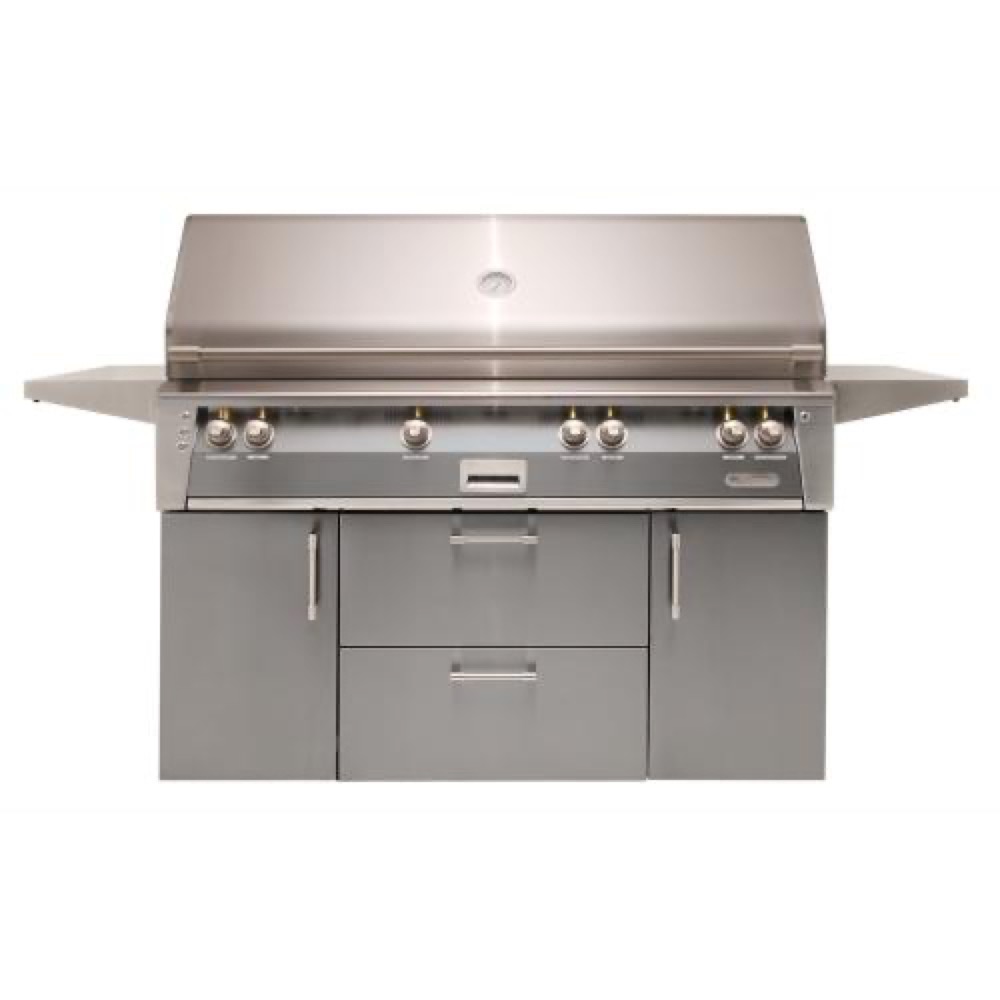 Alfresco Grills ALXE 56 Inch 4 Burner Freestanding Propane Gas Grill with Sear Zone and Rear Infrared Burner   Signal Grey