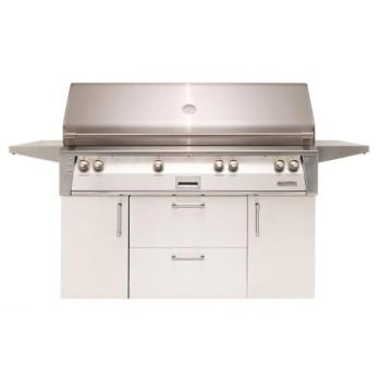 Alfresco Grills ALXE 56 Inch 4 Burner Freestanding Natural Gas Grill with Sear Zone and Rear Infrared Burner Signal White Gloss ALXE 56BFGC NG S9003350